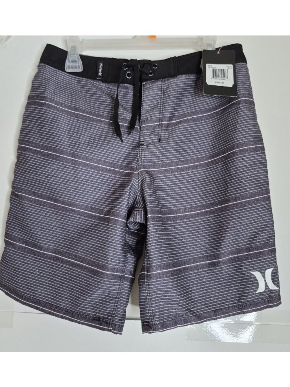 NWT Hurley Big boy's Striped Boardshorts Black size 10/25